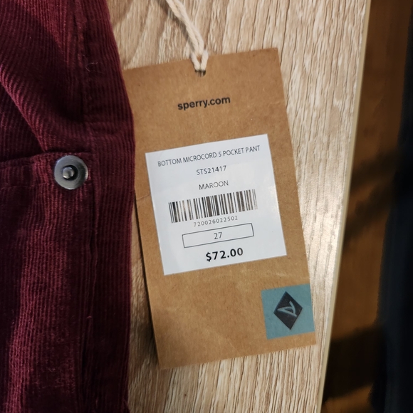 Sperry Womens Bottom Microcord 5-Pocket Corduroy Pants 27 Maroon Slim Casual - Picture 3 of 3